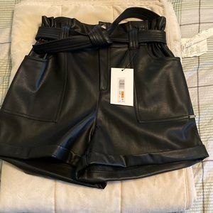 Faux leather shorts